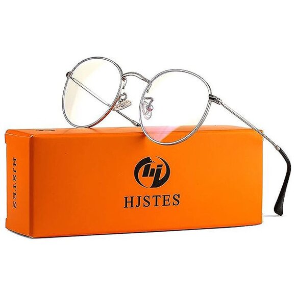 Round Blue Light Glasses for Women Men A03 Silver (Blue Light Blocking Lens) - Picture 4 of 6